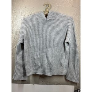 ABOUND Womens Gray Contrast Chunky Knit Cotton Blend Sweater Hooded‎ Size Medium